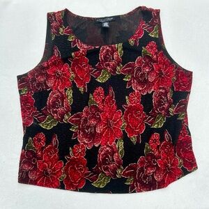 Vintage Y2K 90’s Shirt Blouse Red Black floral Whimsygoth Sz. 22W Stretch